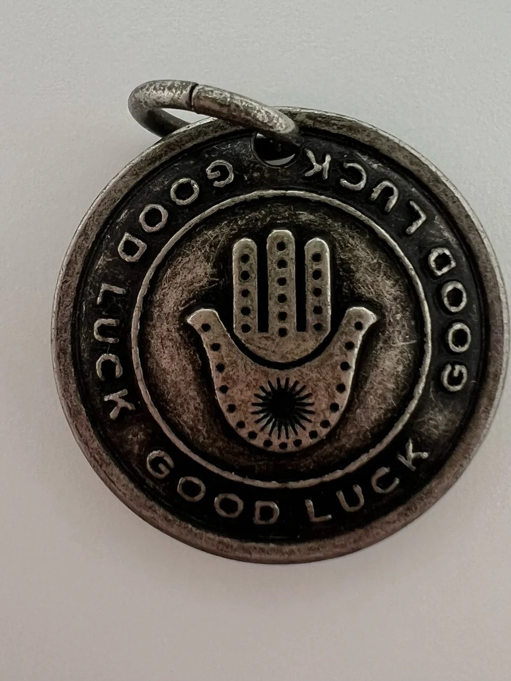 Marc Jacobs Good Luck Hamsa Hand Silver Tone Pendant Charm